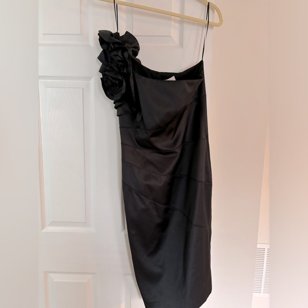 Jessica Simpson Black Satin One Shoulder Dress